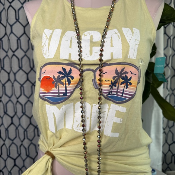 Yellow 'Vacay Mode' Tank Top - Picture 1 of 6